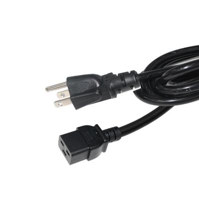 China COMPUTER Black Color US IEC 60320 C19 To NEMA 5-15P Heavy Duty PDU UPS Extension Power Cord 6 Ft for sale