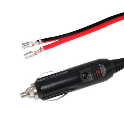 China 5A/7.5A/10A/15A 12V 2 Pin Raw Cable Bullet Terminal Car Red Cigar Terminal LED Charger Lighter Extension Cord for sale