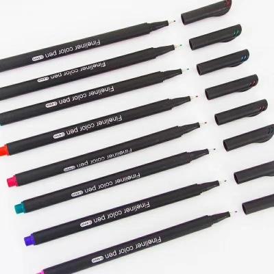 China Not Easy To Fade ABS Aqueous Ink Pen Holder Black Sketch Markers Pen For Pattern Color for sale