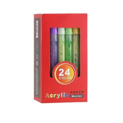 China Not Easy To Penetrate 12/24 Color Box Mounted Metallic Marker Acrylic Paint Pens For Drawing Sketching for sale