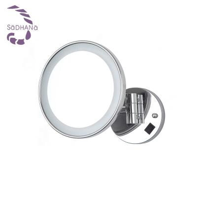 China Quality LED Wall Mounted Foldable Wall Mounted Mirror Stainless Iron Circle Mirror for sale