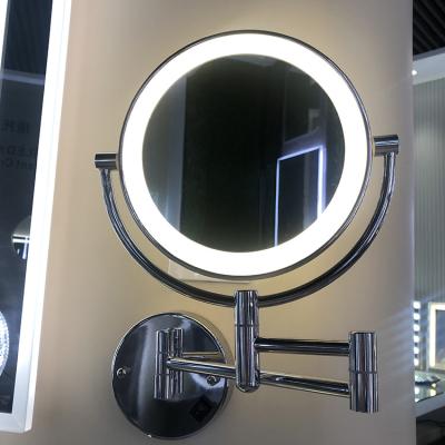 China Magnifying 8 inch wholesale westin 3X/5x/7x/10x magnifing decorative wall mounted LED round double sides illuminated mirror for sale