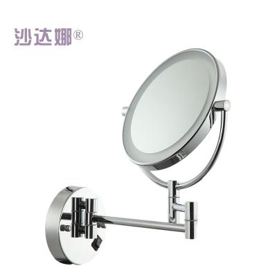 China New Design Fashion Bathroom Cosmetic Mirror Stainless Side Folding Double Wall Fancy Bath Magnifying Rotary Mirror for sale