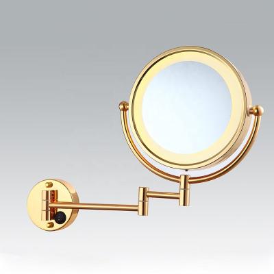 China Manufacturer Modern Wall Mounted Cosmetic Magnifying Led Mirror Around Foldable Metal Mirror Bathroom Led Lights Kosmetikspiegel for sale