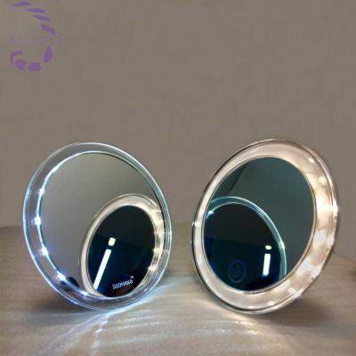 China Pocket Mirror Pocket Lighting Foldable Portable Led Mirror Makeup Mirror With Different Light Color for sale