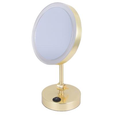 China Factory Wholesale Cosmetic Table Mirror Gold Lighted Round Shape Schminkspiegel Ball Joint Lighted Led Lighting Mirror for sale