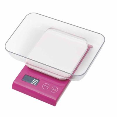 China Weight Measuring Eco-friendly 3kg Digital Electronic Kitchen Food Scale With Transparent Bowl Nutritional Food Scale for sale