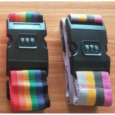 China Logo Adjustable Suitcase Belt Travel Washable Custom Luggage Belt Strap With Plastic Buckle for sale