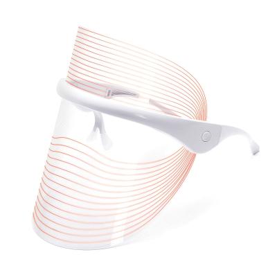 China Skin Tightening Portable Radio Led Facial Mask Rechargeable Beauty Personal Care 3 Color Led Light Therapy Mask for sale