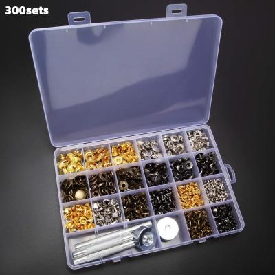 China Cross-border300Sets LEAD FREE Hidden Hook Mix and Match with Tools Boxed 633 Leather DIY Fastener+Double-sided Metal Snap Rivet for sale