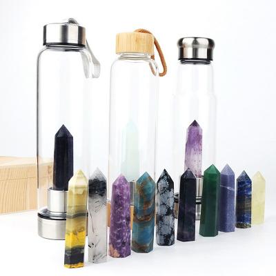 China Europe Natural Elixir Point Crystal Gemstone Water Bottle Healing Gem Infused Crystal Water Bottle for sale