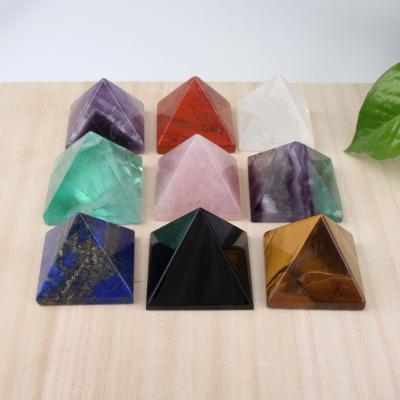 China Wholesale Natural Orgone Healing Red Gemstone China Clear Quartz Crystal Pyramid Stone Tiger Eye Chakra Point Organelle 4cm For Gift for sale