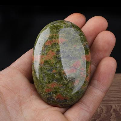 China Wholesale High Quality Natural Stone From Europe Crystal Hand Carved Unakite Palm For Healing for sale