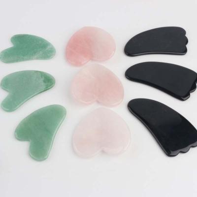 China Europe Wholesale Natural Healing Stone Rose Quartz Guasha Board Scraping Facial Massager Tool For Beauty for sale