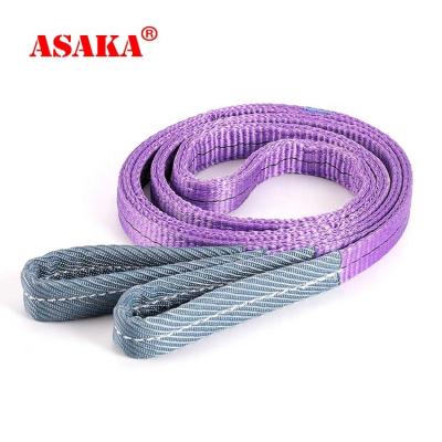 China Lifting Lashing CE Certification Polyester Band Slings 1 Ton Duplex Lifting Flat Webbing Sling Strap for sale