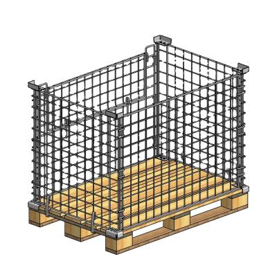 China Foldable Wire Divider Stackable Pallet Basket and Large Wire Shelf for sale