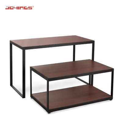 China Fixture Double-Layer Clothing Store Wooden MDF Table Clothes DisplaysTable for sale