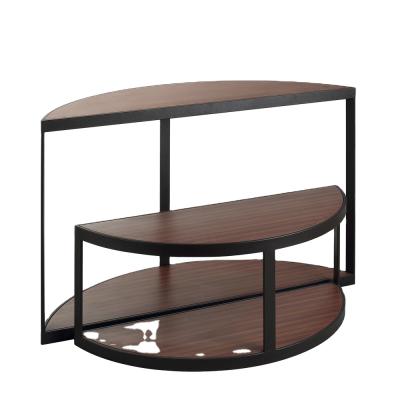 China Fixture Made-In-China Black Metal +Wood Multi Tiers Desktop Display Rack Table Display Stand for sale