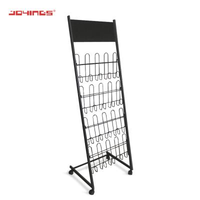 China Modern Wire Mesh Movable 4 Pocket Metal Magazine Display Rack for sale