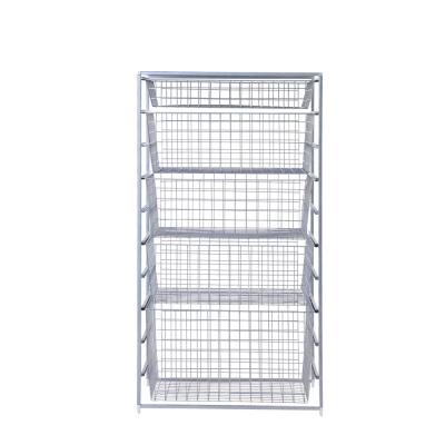 China High Quality Stackable Floor Standing Metal Wire Storage Basket Rack Rack Viable for sale