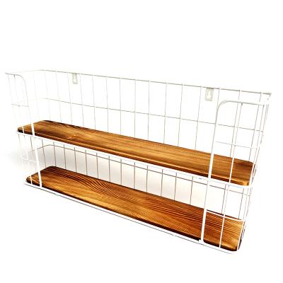 China Best Rustic Floating Shelves Wall Mounted Wire Wall Storage Shelf Set Of Kitchen Wardrobe Living Room Jewelry 2 Or Rustic Wood Or 3 for sale