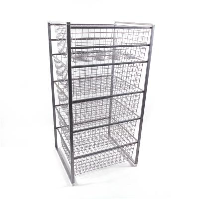 China Free Standing Shelving Drawers Storage Rack Metal Wire Free Standing Pull Out Kitchen Basket for sale