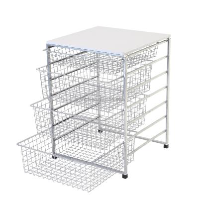 China Stored Pull Out Wire Basket Storage Basket Easy To Assemble Combinable Large Metal for sale