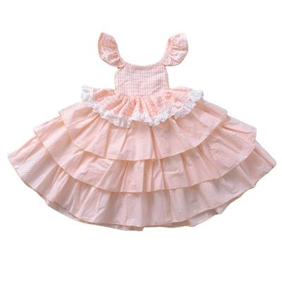 China 2021 summer newest style girl's breathable Korean soft pure color fancy posed princess Dress for sale