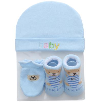 China QUICK DRY 100% Newborn Cotton Mittens Socks Set Winter Overall Soild Colorsoft Infant Baby Socks for sale