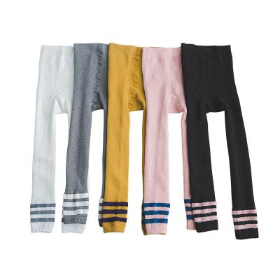 China Korean Fashion Stripe Matching Kid Breathable Pants Soft Comfortable Cotton Knitted Kids Leggings for sale