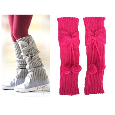 China Wholesale Casual Warm Leg Warmers Cute Baby Kids Leg Warmers Bowknot Knitted Store Girl Boot Sock Winter Keep Warm Elastic Sock for sale