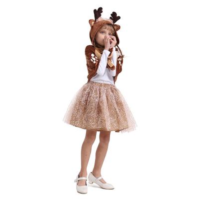 China Wholesale Halloween Costume Kids Cosplay Elk Where Cloak Kids Party Costume Ball Gown Role Playing Costume Girls Clothes OEM Character Pcs for sale