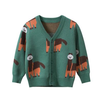 China Anti-wrinkle spring animal V-neck sweater boy hot sale casual long-sleeved knitted jacket for sale