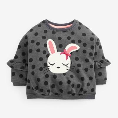 China Cute QUICK DRY Polka Dots Children Pullover Hoodie Kids Autumn Clothes Bunny Cartoon Baby Girls Fleece Sweatshirt for sale