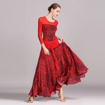 China MY-1737 Viable Leopard Women Ladies Tango Dance Dress Ballroom Costume Dress Adult Performance Waltz Wear Or Floral Dress for sale