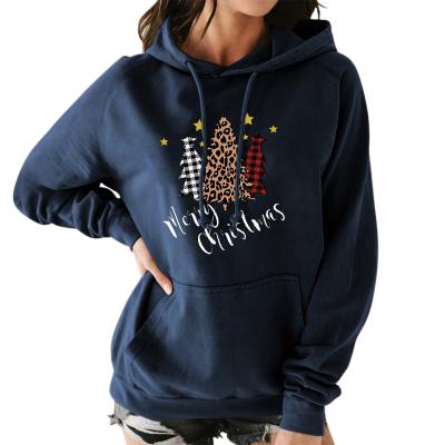 China Factory direct sales exquisite Anti-wrinkle ladies Christmas tree print pullover sports hoodie for teen girls for sale