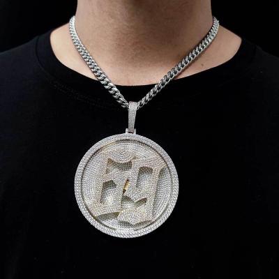 China Hot Selling BOHEMIA Hitters Hip Hop Jewelry Rotatable CZ Diamond Iced Out Round Rotatable 69 Pendant Necklace For Men for sale