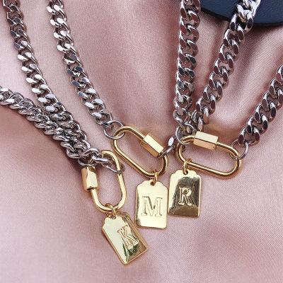 China 2021 Fashion Trendy Light Luxury Cuban Chain Necklace With 26 Letter Necklace Hip-pop Pendant Necklace for sale