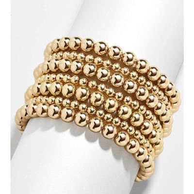 China Fashion Women Durable Gold Beaded Bracelet Metal Beaded Layering Bracelet Stacking Bracelet Daily Jewelry for sale