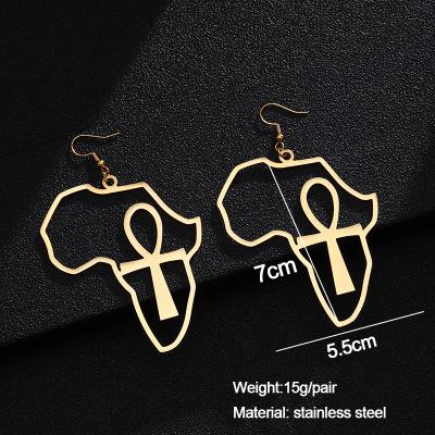 China Fashion Cross Africa Map Earring Gold Stainless Steel Earring Durable Earring for sale