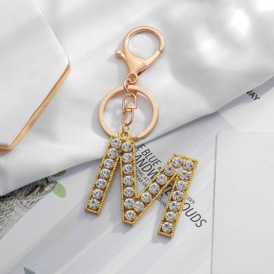 China FASHIONABLE Personalized Cute 26 Design Rhinestone Key Chain Ring English Alphabets Letters for sale