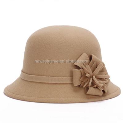 China COMMON Promotional Floral Wool Wool Hat Vintage Faux Felt Hat Ladies Hat Ladies Hats Winter Free Shipping for sale