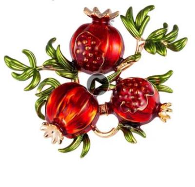 China ALLOY 2022 New Fashion Enamel Pomegranate Red Brooches For Women Alloy Fruit Casual Weddings Brooch Cat Pins Gifts for sale