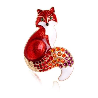 China 2022 ALLOY Fashion Rhinestone Enamel Fox Brooches For Women Animal Party Causal Brooch Pins Gifts for sale