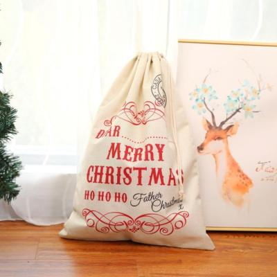 China Christmas Sack Christmas Candy Gift Bag Canvas Printing Canvas Decorations for New Year Christmas Decor for sale