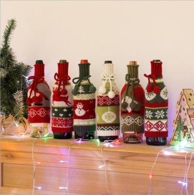 China Knit Wholesale Knit Christmas Wine Bottle Cover For Christmas Dinner Table Decorations Canteen Free Shipping for sale