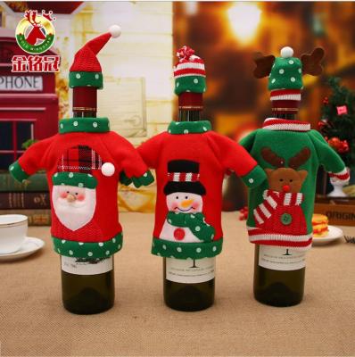 China Like the new show Christmas decoration bottle cover Christmas embroidery cartoon bottle set festive Christmas wine bottle cover for sale