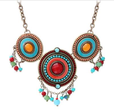 China BOHEMIA Bohemian Necklace Round Sweater Pendant Chain Female Vintage Necklace Classic Exaggerate Chain For Women for sale