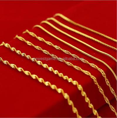 China Casual/sporty hot sale 24k gold single chain necklace jewelry+men's 4 link chain cuban styles for sale