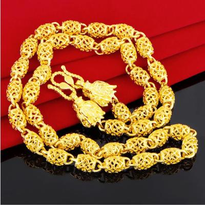 China CLASSIC Real 24k Gold Plated Necklace Classic Dragon Necklace Men Party Indelible Chain for sale